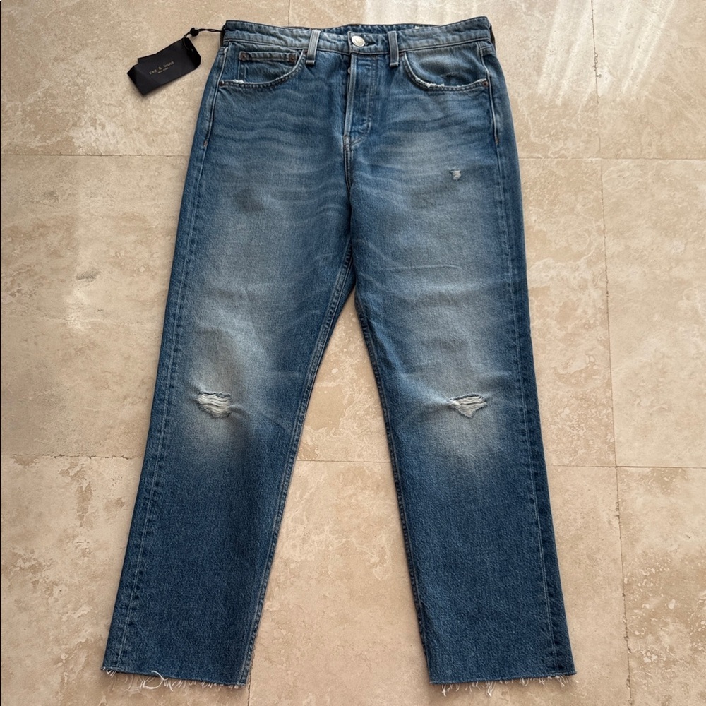 rag & bone Women's Blue Straight Leg Jeans
